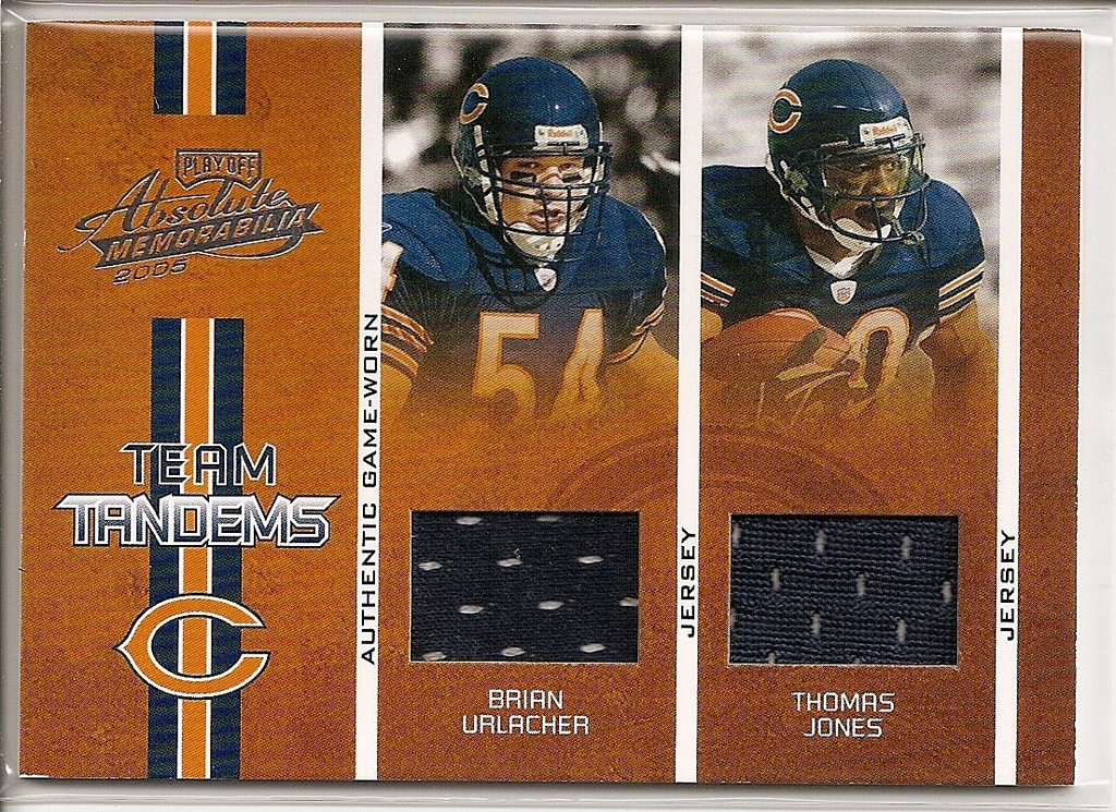 2005 Playoff Absolute Memorabilia Team Tandems Dual Jersey Brian Urlacher & Thomas Jones